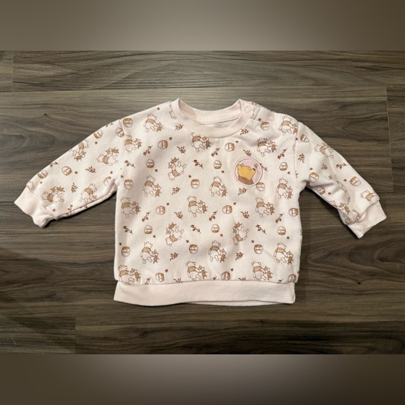 Disney Baby Winnie The Pooh Light Pink Sweatshirt with Cute Print size 6/9M - Picture 3 of 5